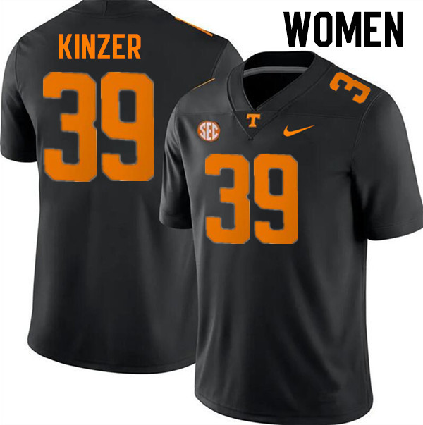 Women #39 Malcolm Kinzer Tennessee Volunteers College Football Jerseys Stitched-Black